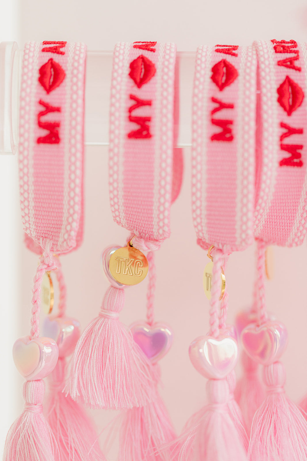 My lips are sealed embroidered tassel bracelet