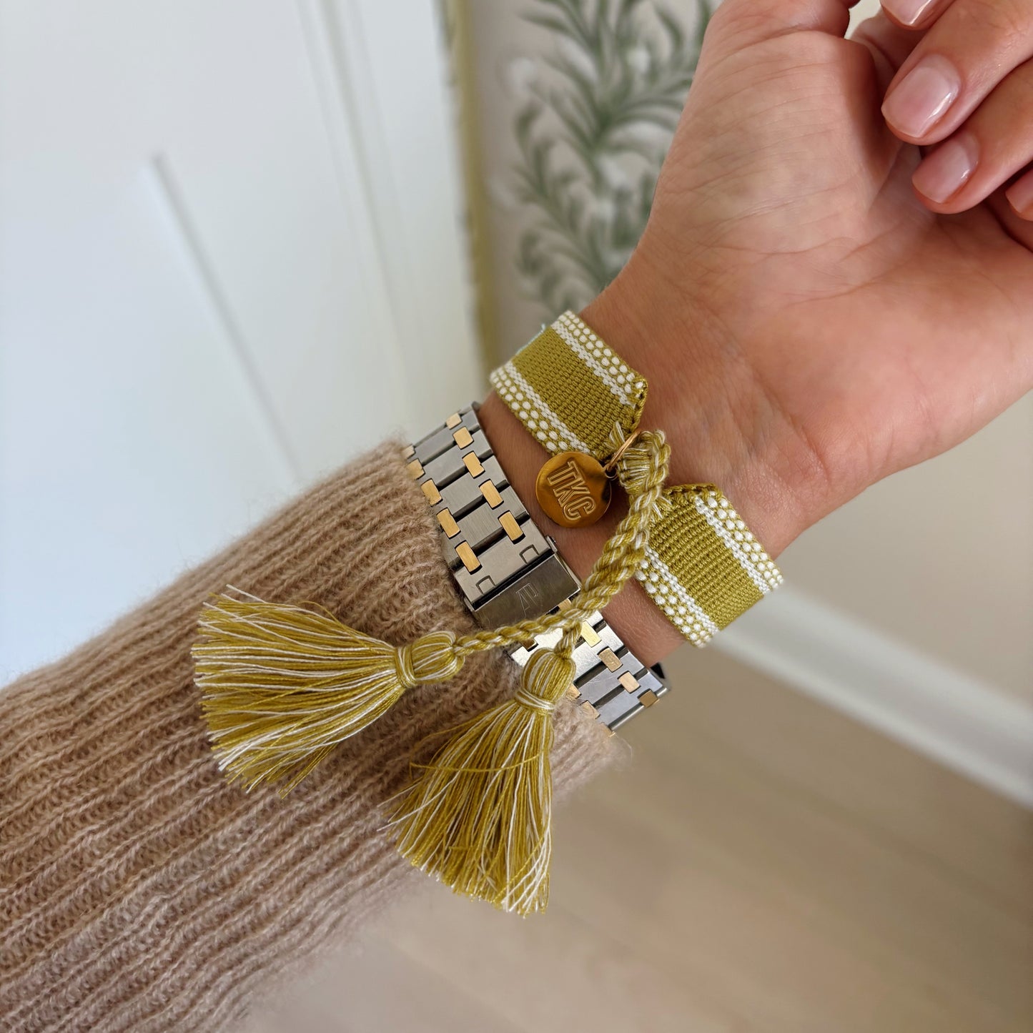 Count it all joy chartreuse tassel bracelet