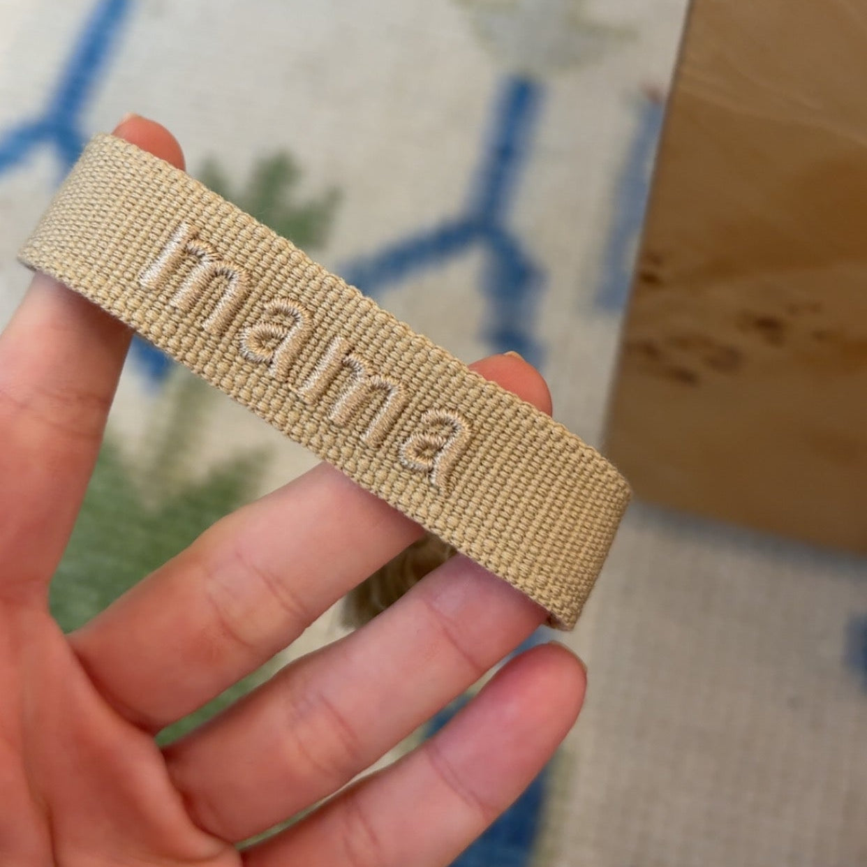 Mama embroidered tassel bracelet