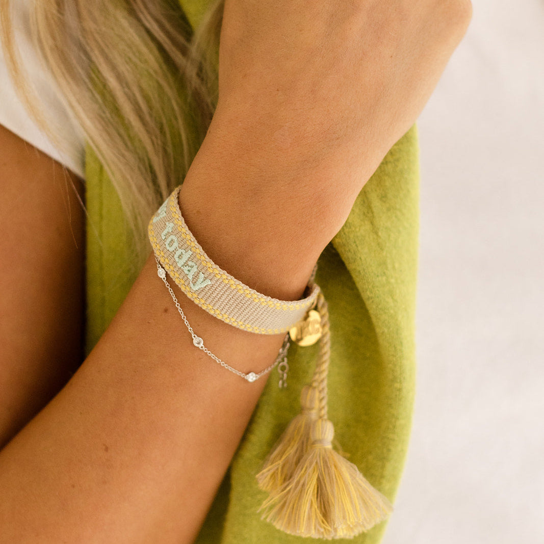 Enjoy today NEW SKINNY BAND embroidered tassel bracelet