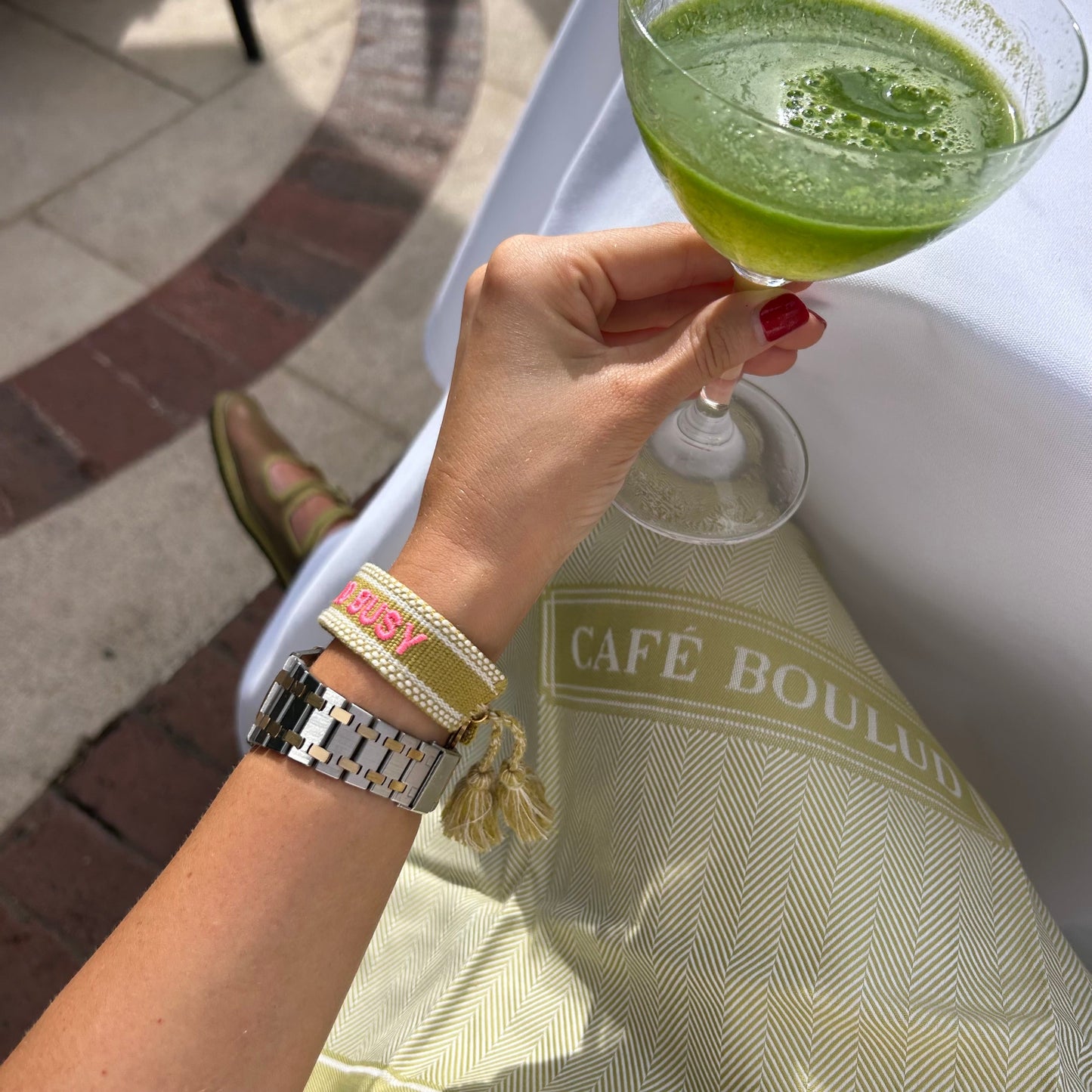Booked and busy chartreuse tassel bracelet