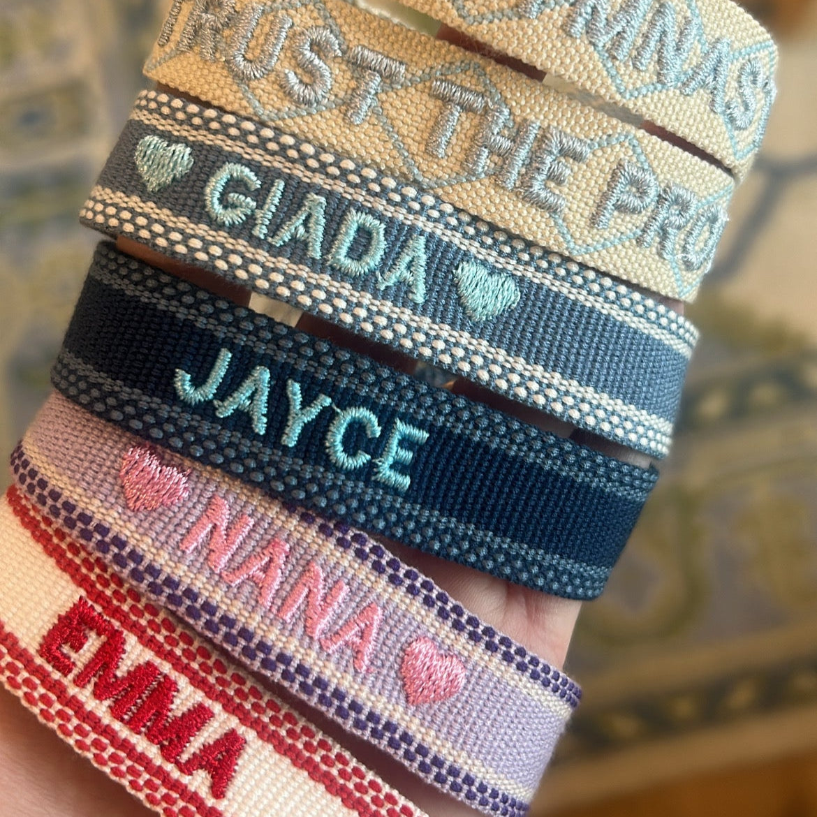 The Kenzie Collective Custom Embroidered Tassel Bracelet PERSONALIZED