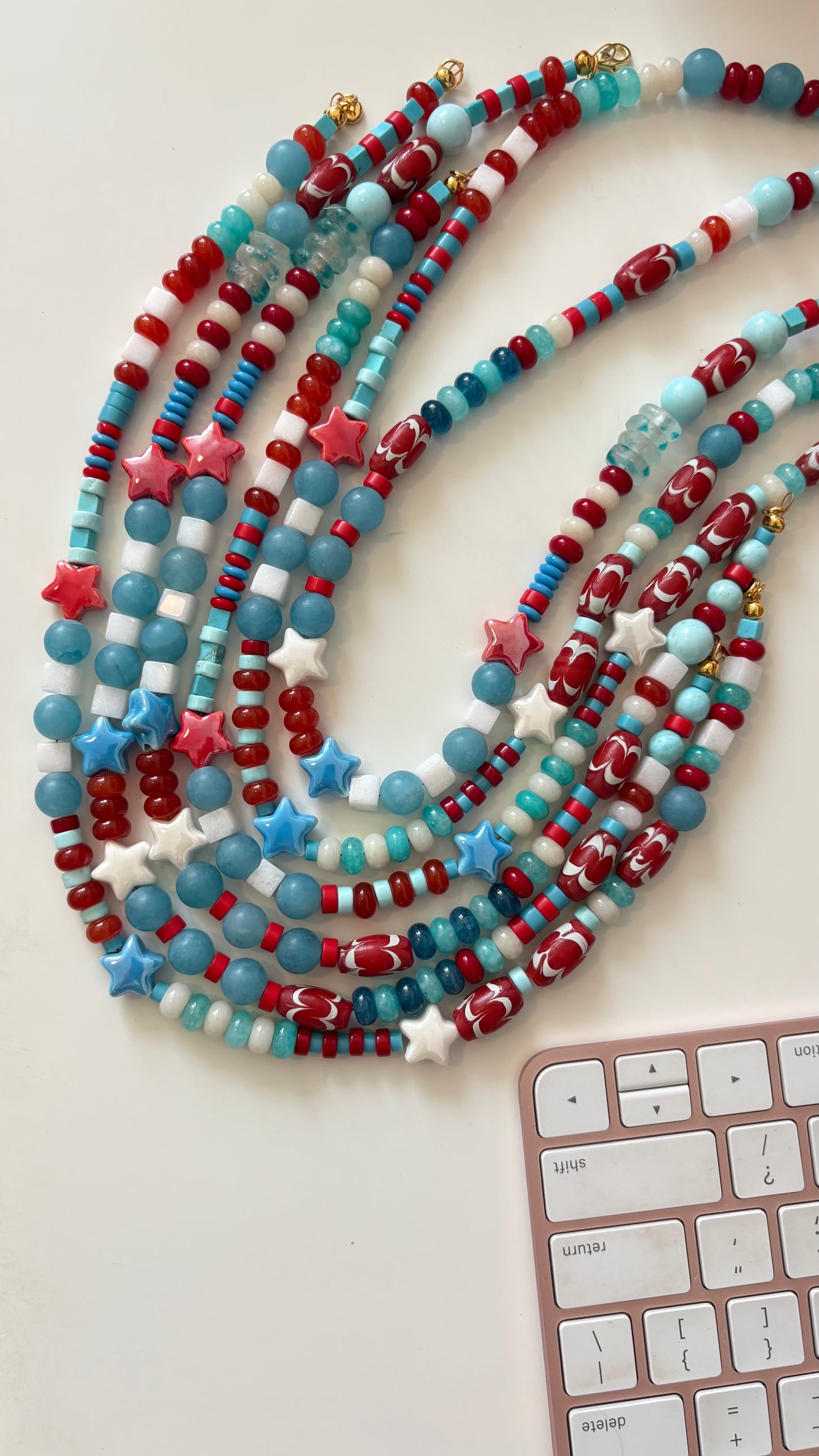 America swizzle red and blue necklace