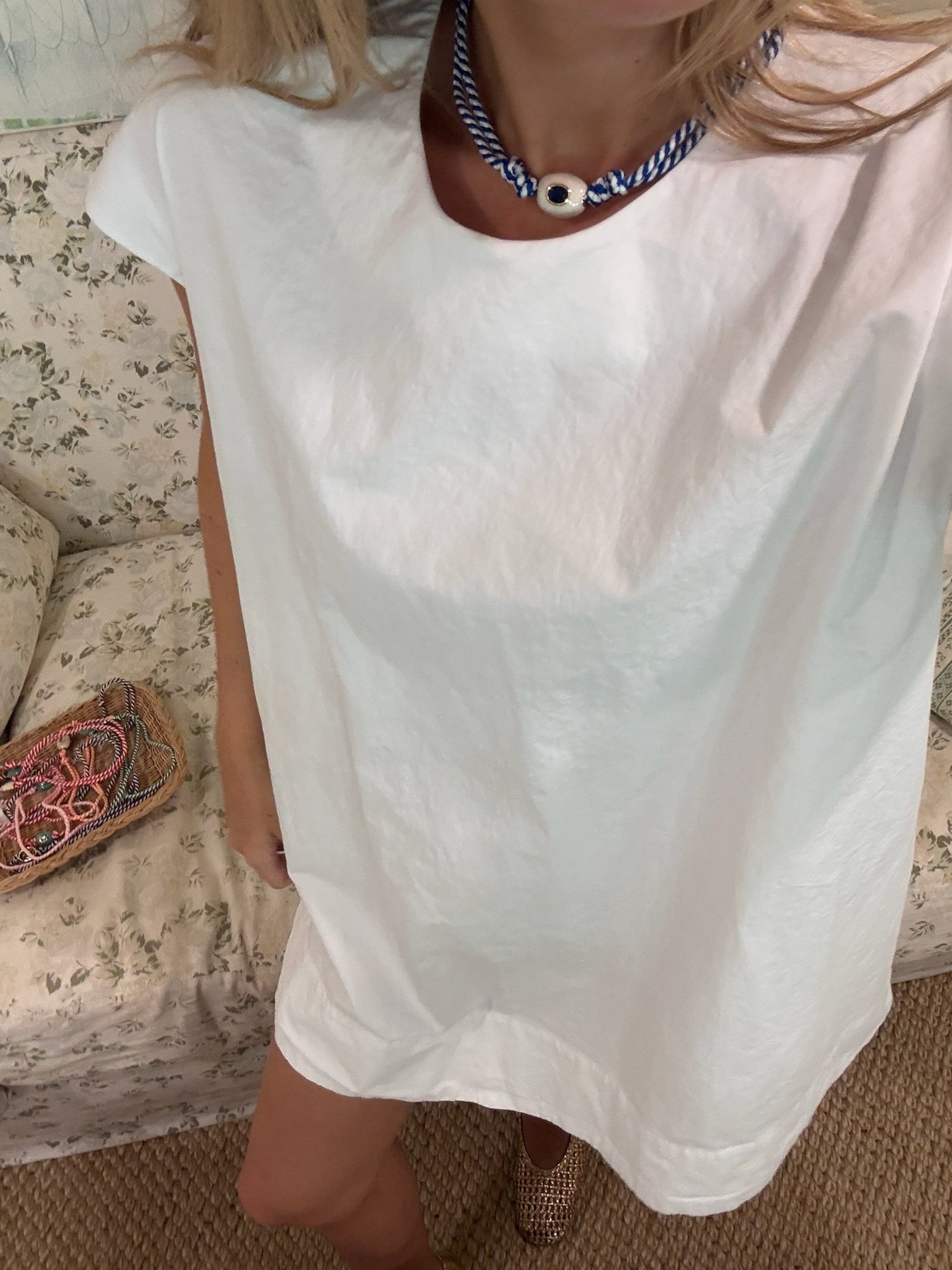 Blue stripe cord necklace game day