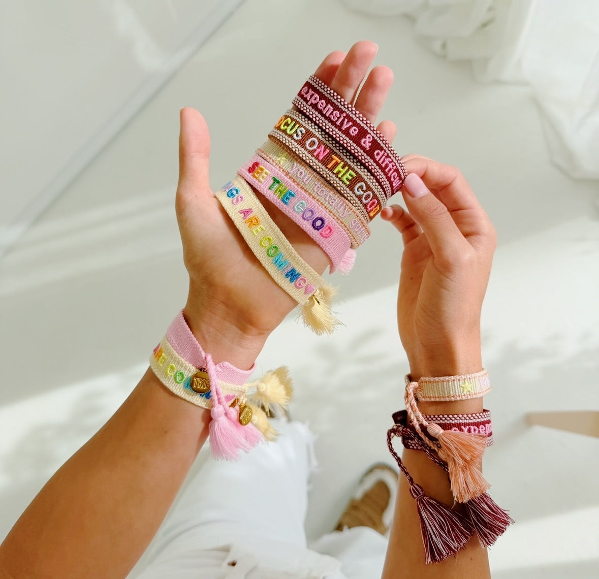 Expensive & difficult embroidered tassel bracelet