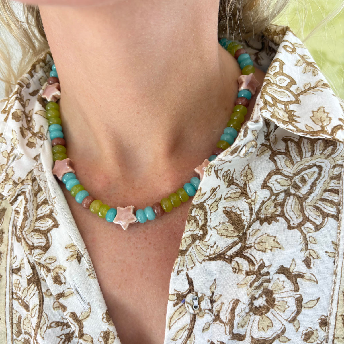 Stella star necklace brown and blue