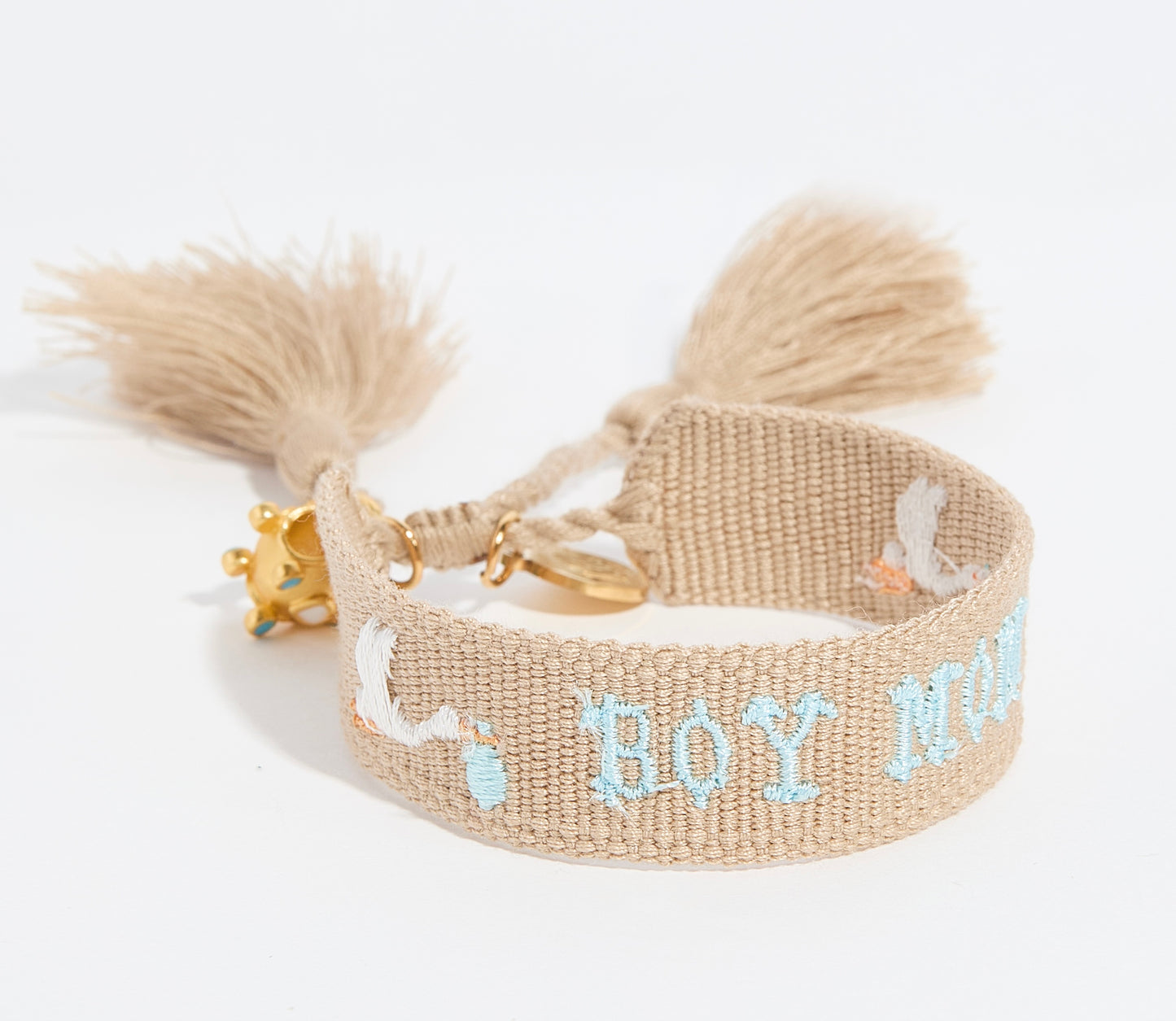 Boy mom with stork tassel bracelet