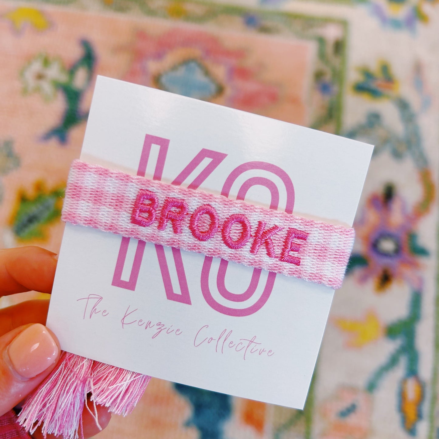 Custom pink gingham bracelet