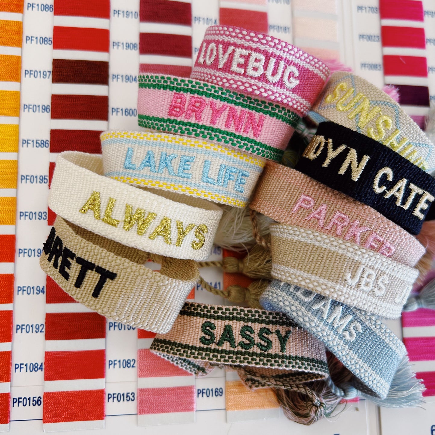 The Kenzie Collective Custom Embroidered Tassel Bracelet PERSONALIZED