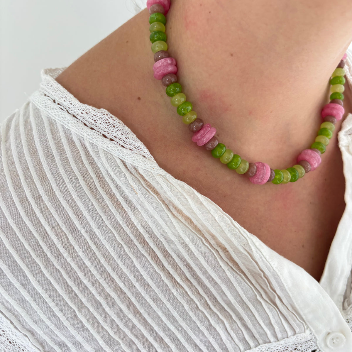 Hattie brown and green necklace