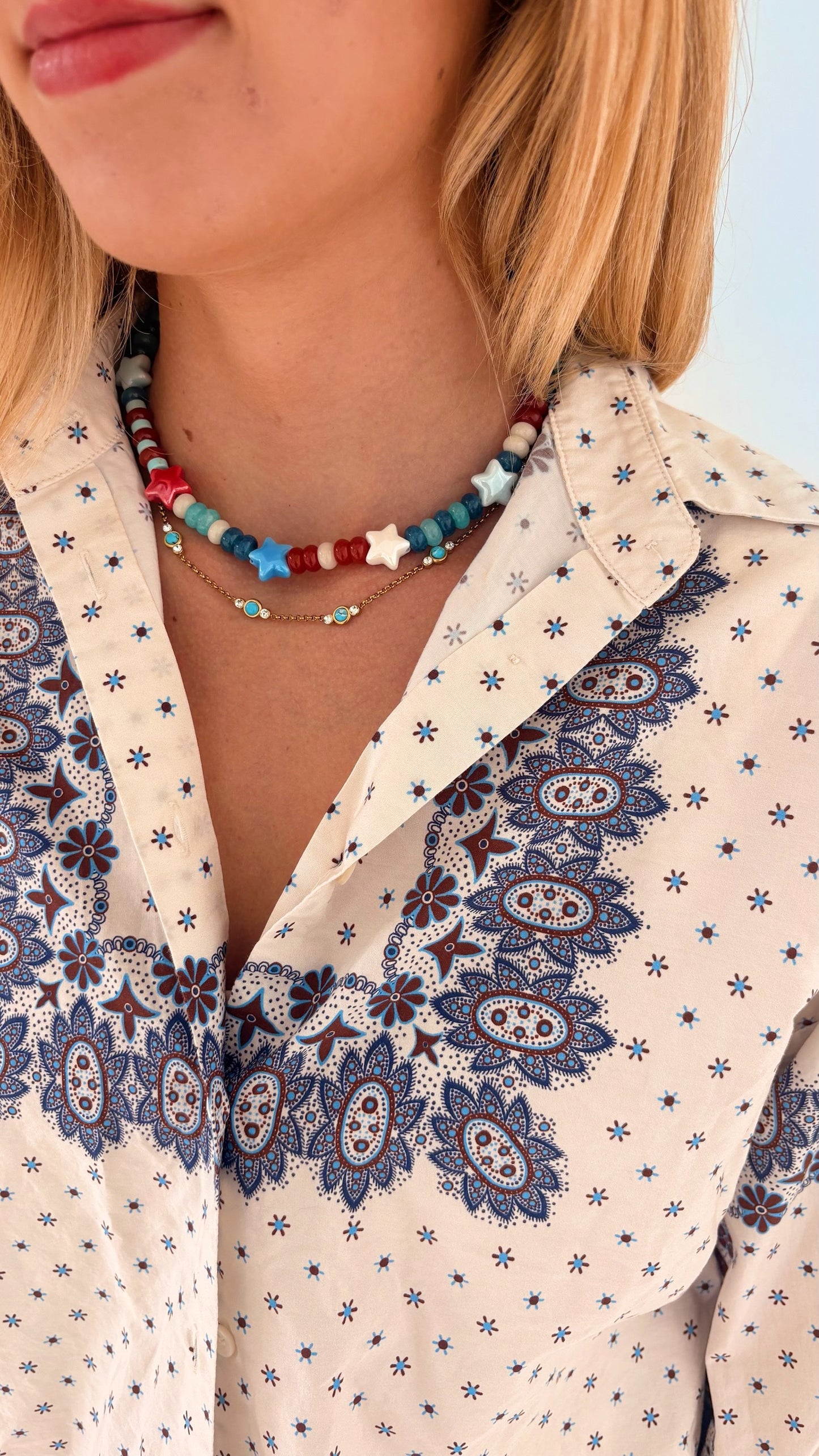 Ophelia turquoise dainty diamond necklace