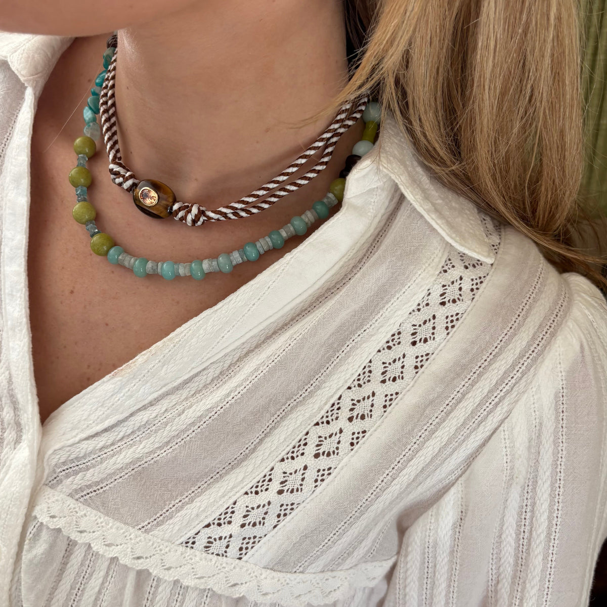 Maxi necklace with Apatite stones