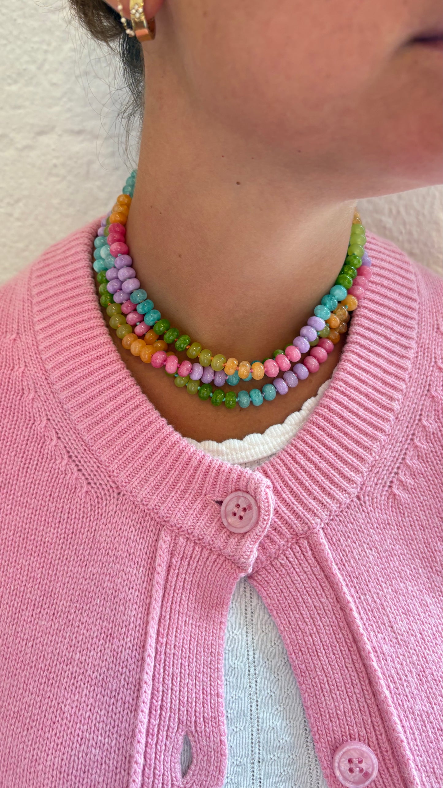 Lolly hand knotted stone necklace