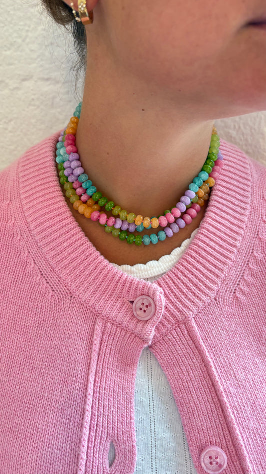 Lolly hand knotted stone necklace