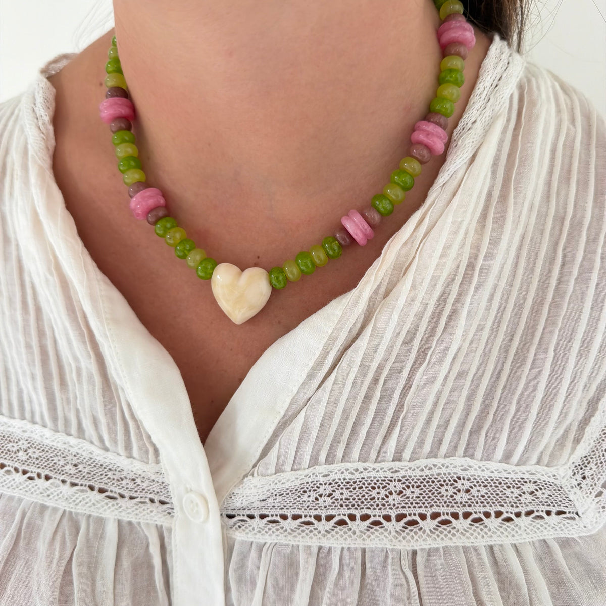Hattie heart stone necklace