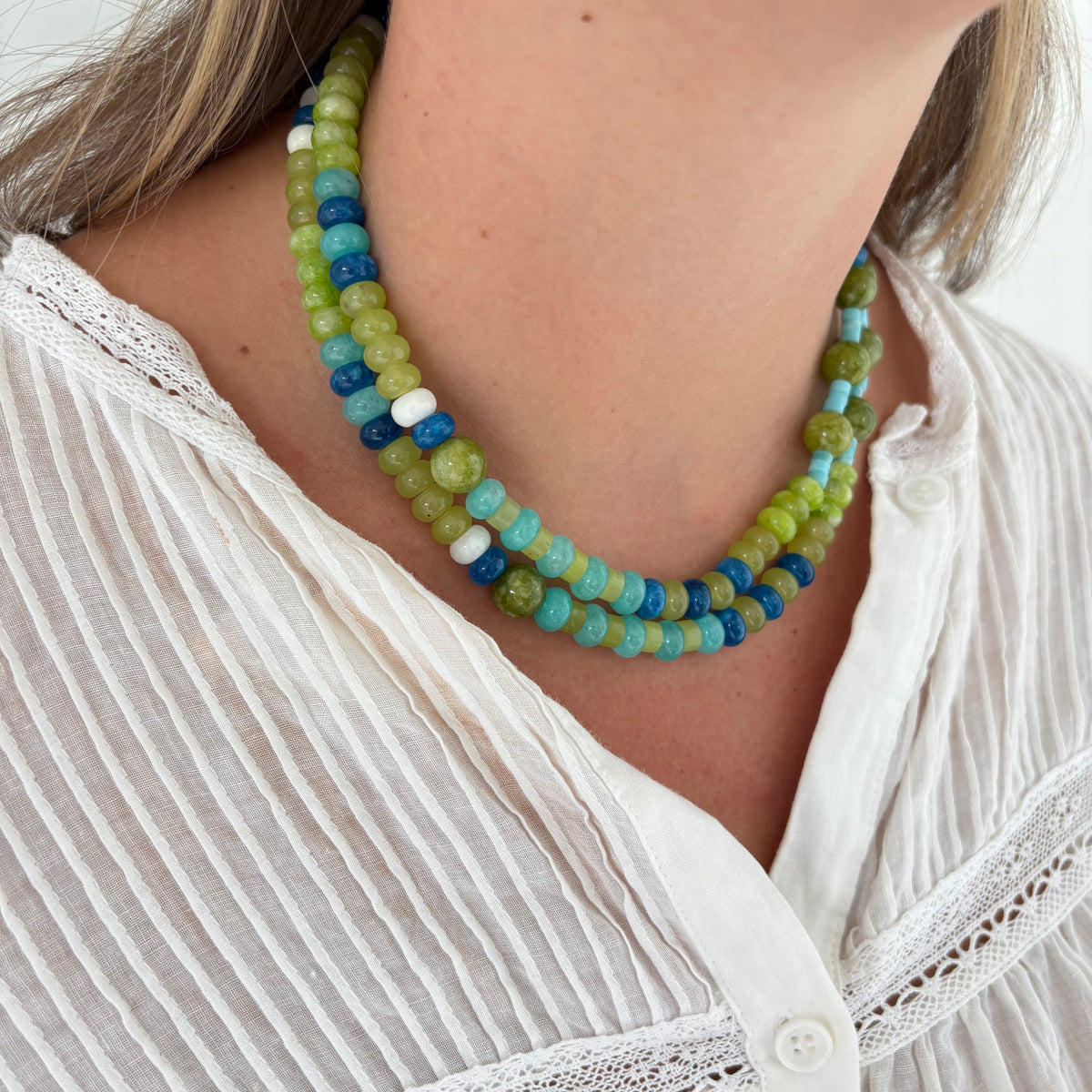 Leila green and blue stone necklace