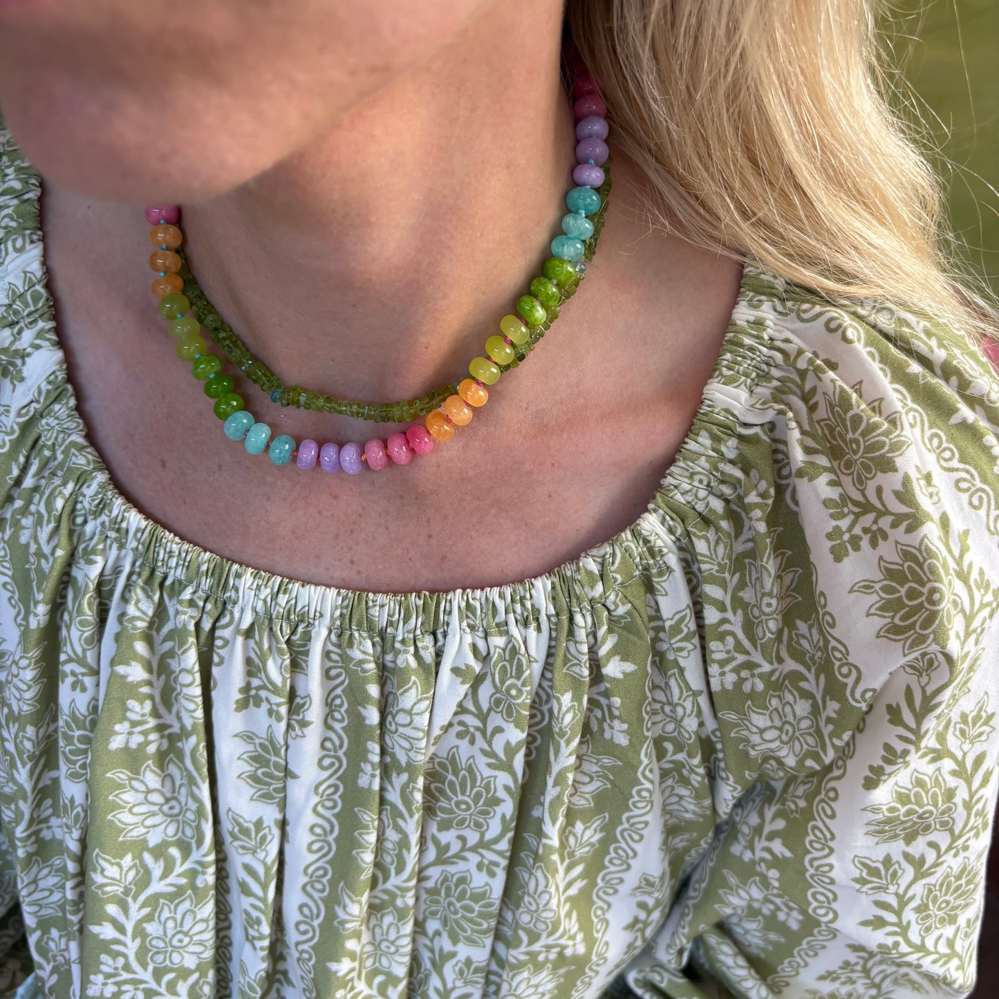 Lolly hand knotted stone necklace