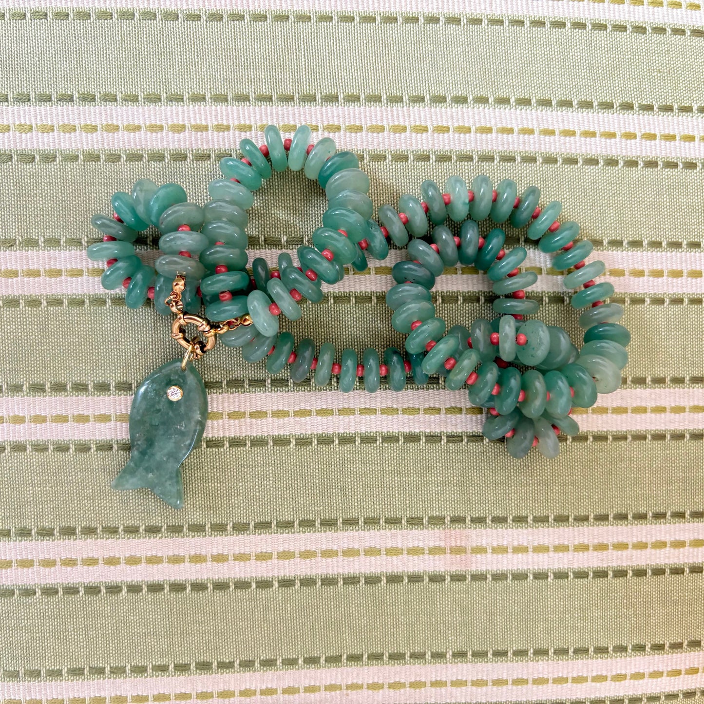 Catch of the day long necklace green fish sold out this is a preorder ships JUNE 15