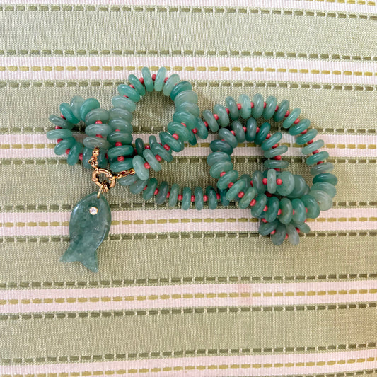 Catch of the day long necklace green fish sold out this is a preorder ships JUNE 15