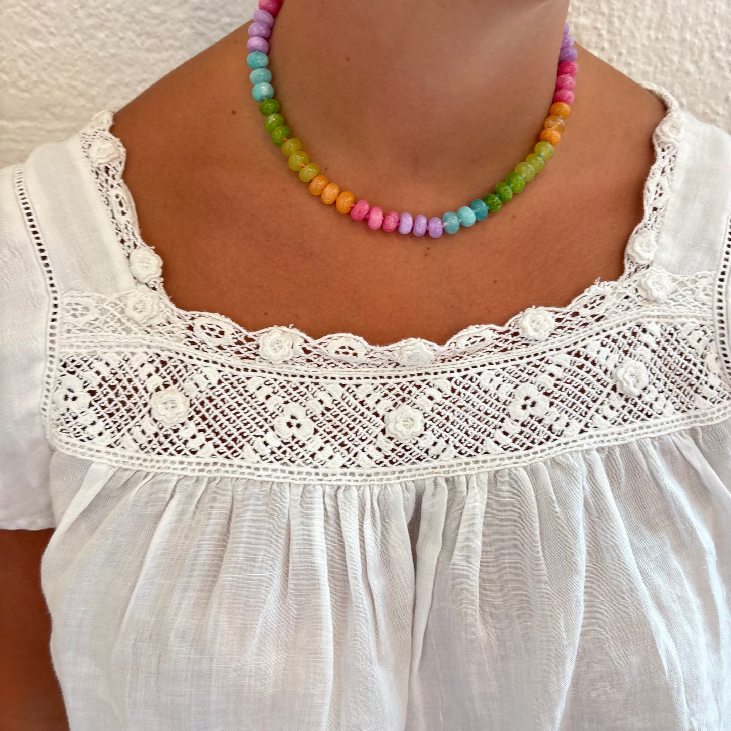 Lolly hand knotted stone necklace