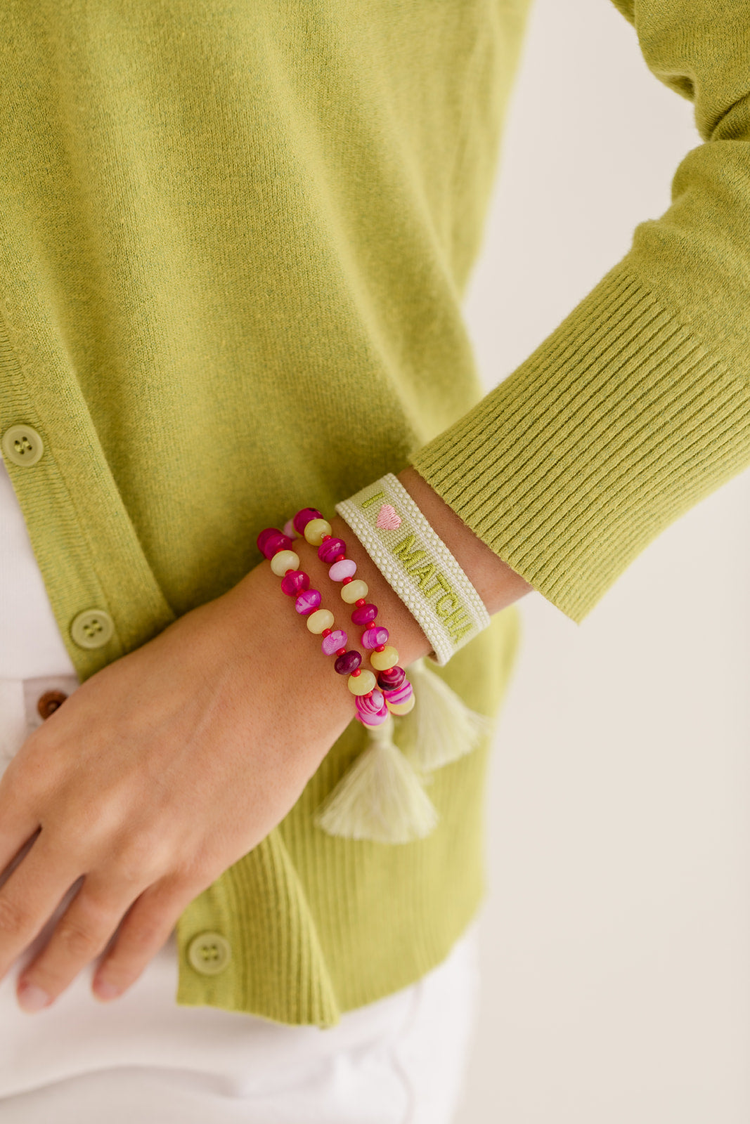 Holly bracelet red, pink & chartreuse stones