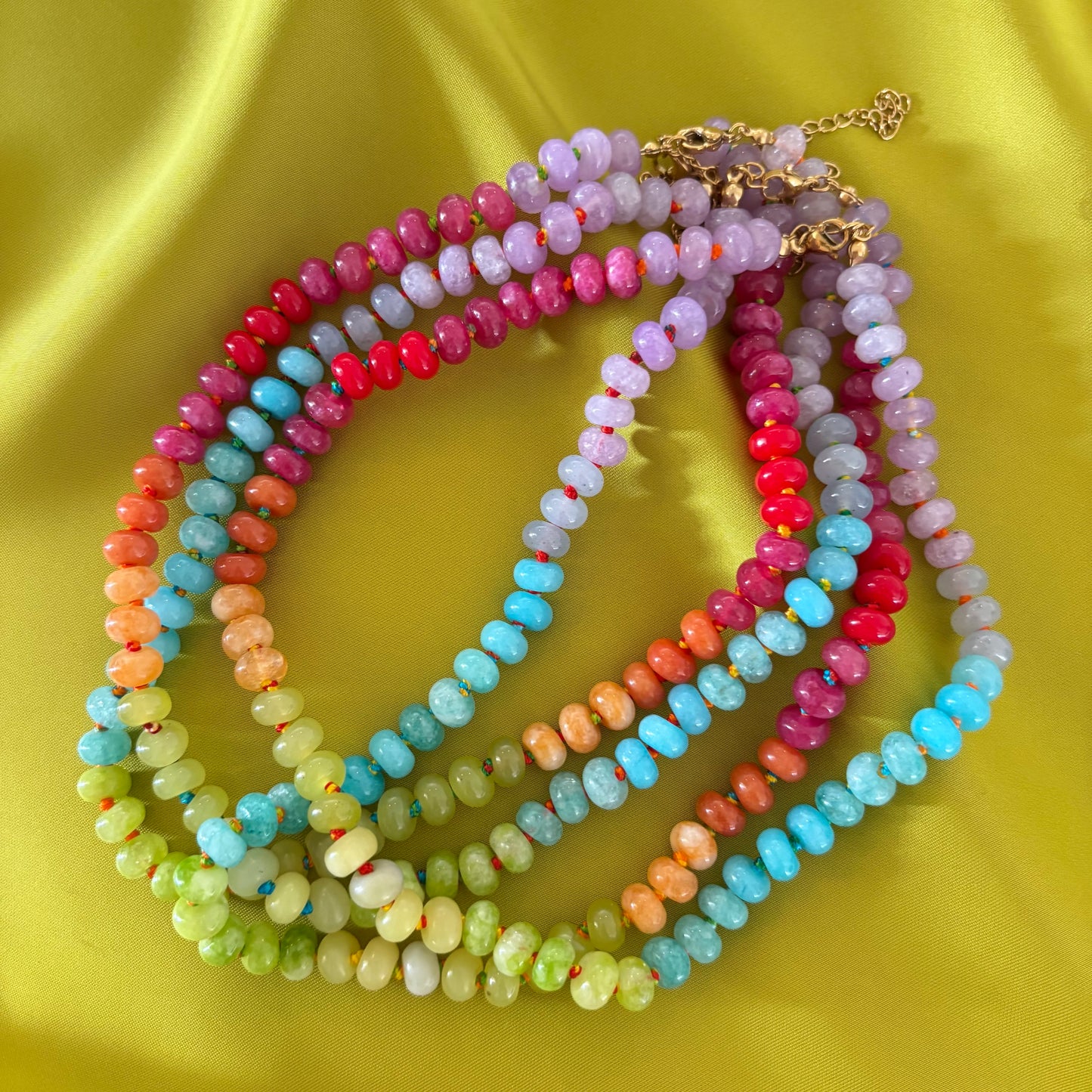 Confetti hand knotted necklace rainbow sold out - this is a preorder ships Aug 1