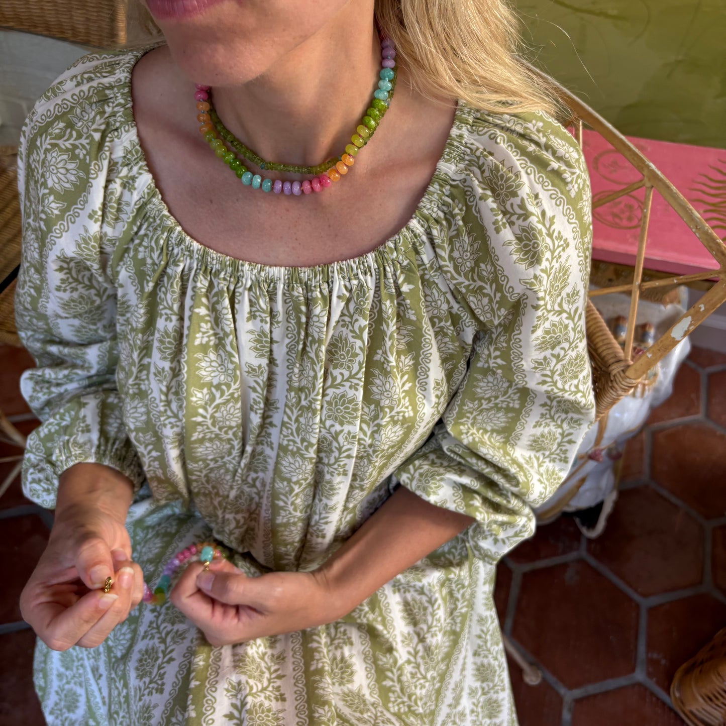 Lolly hand knotted stone necklace