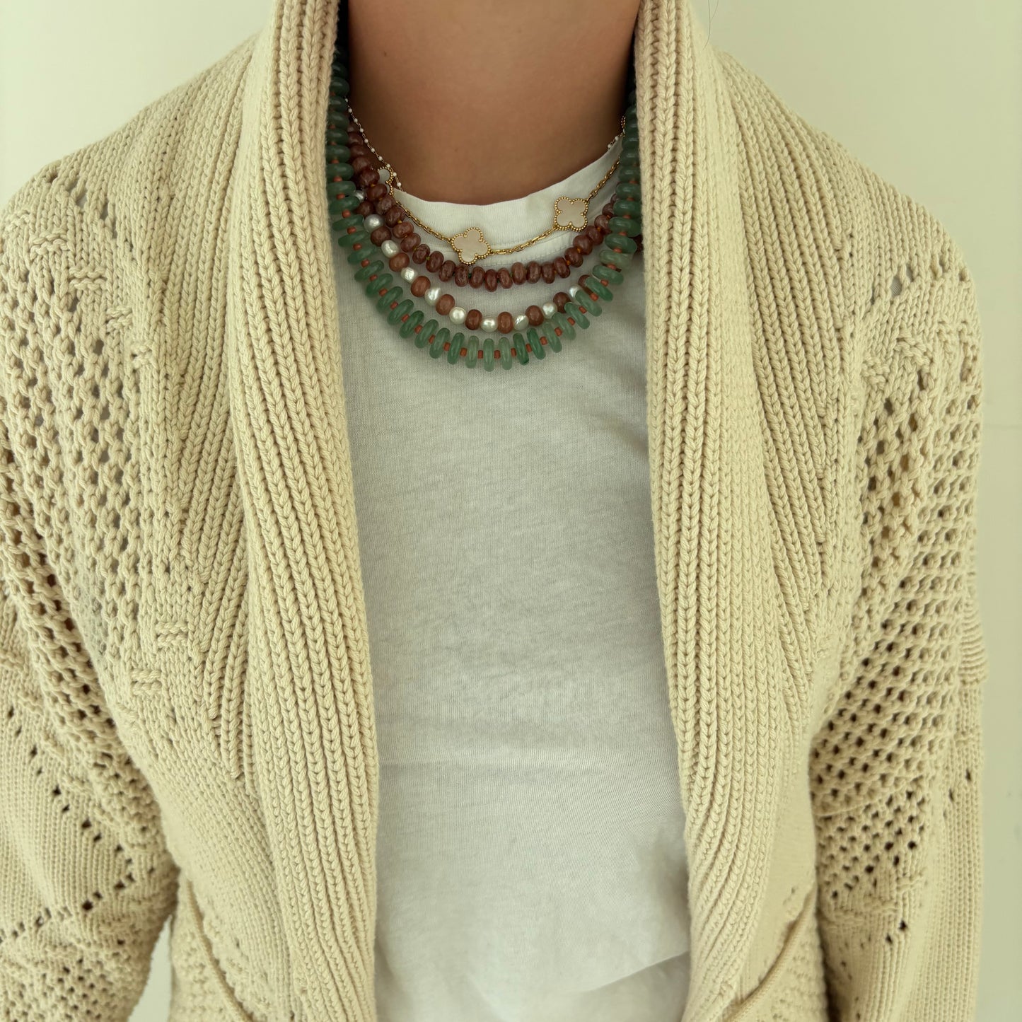 Sophia green glass stone necklace