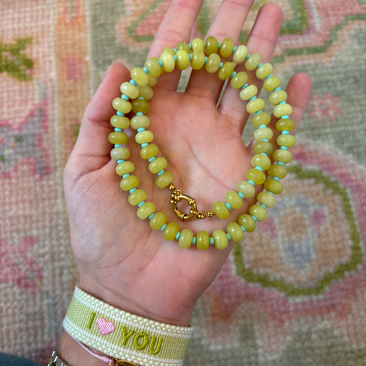 Chartreuse stone necklace with spring ring clasp