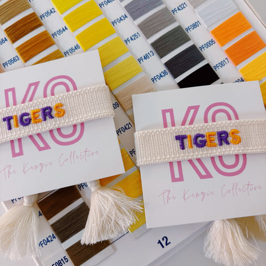 Tigers school spirit embroidered tassel bracelet