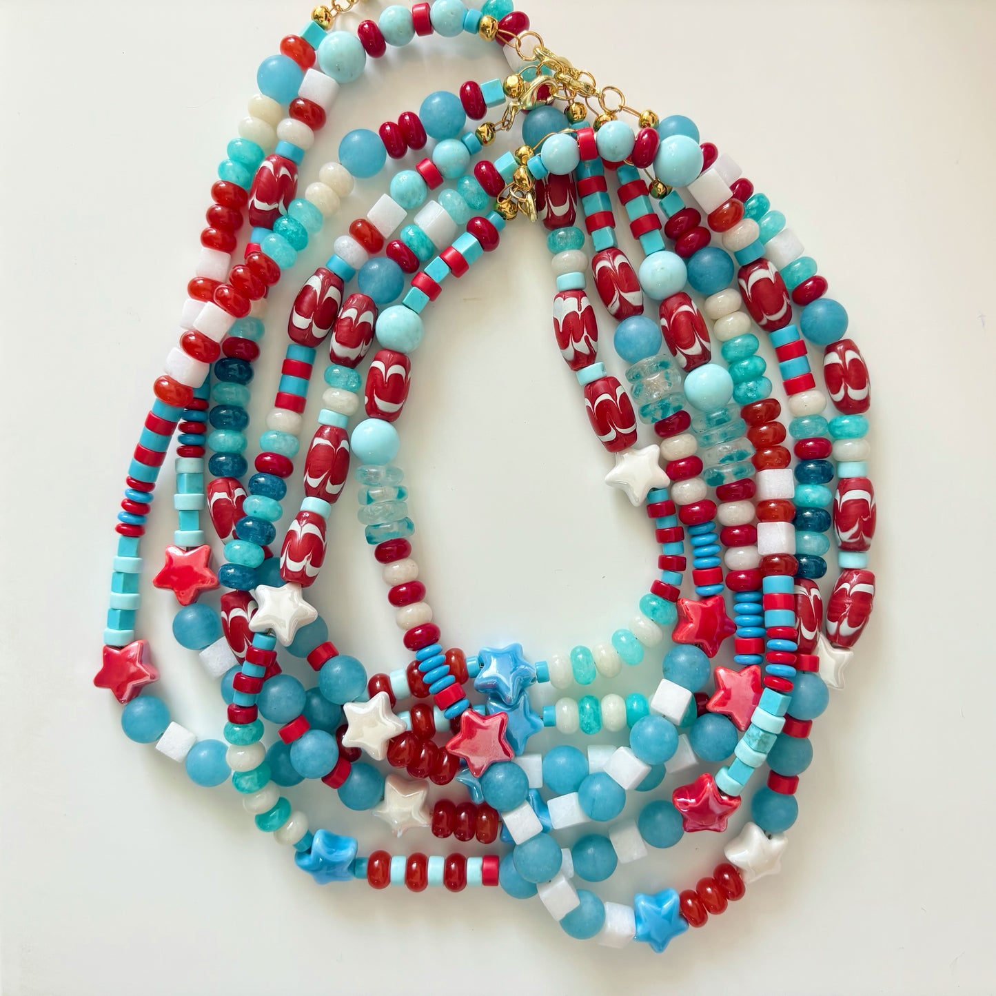 America swizzle red and blue necklace