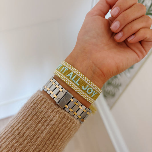 Count it all joy chartreuse tassel bracelet