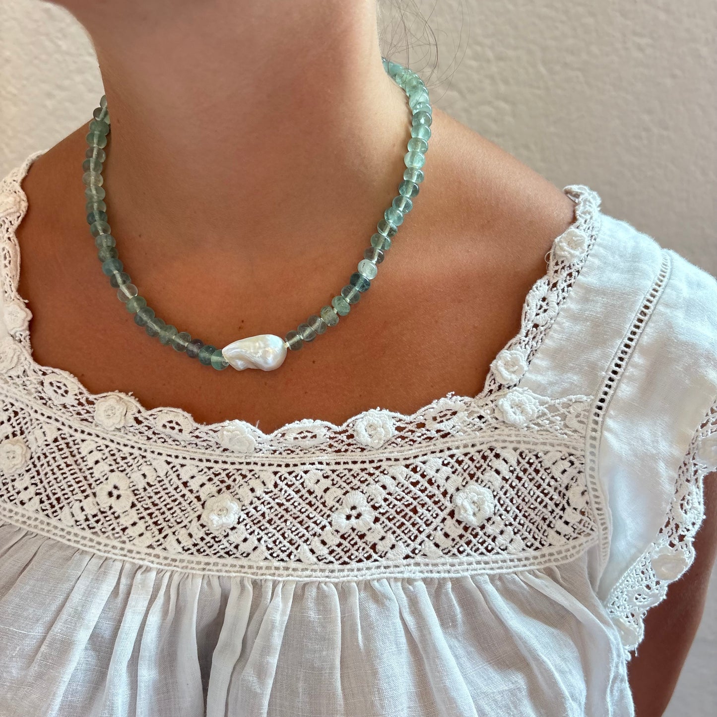 Eloise hand knotted genuine pearl necklace