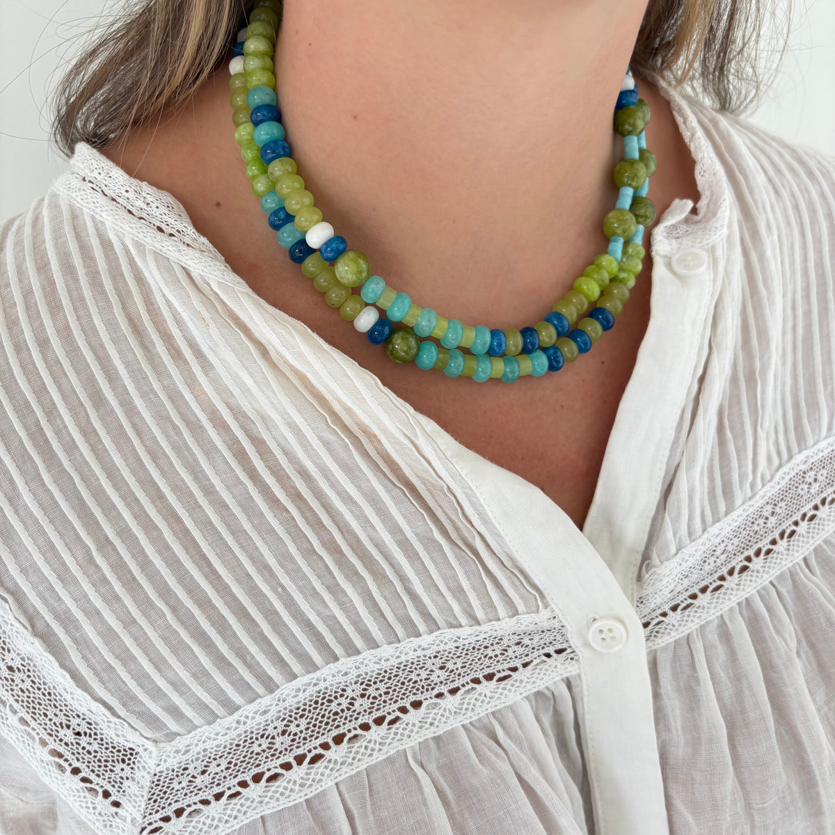 Leila green and blue stone necklace