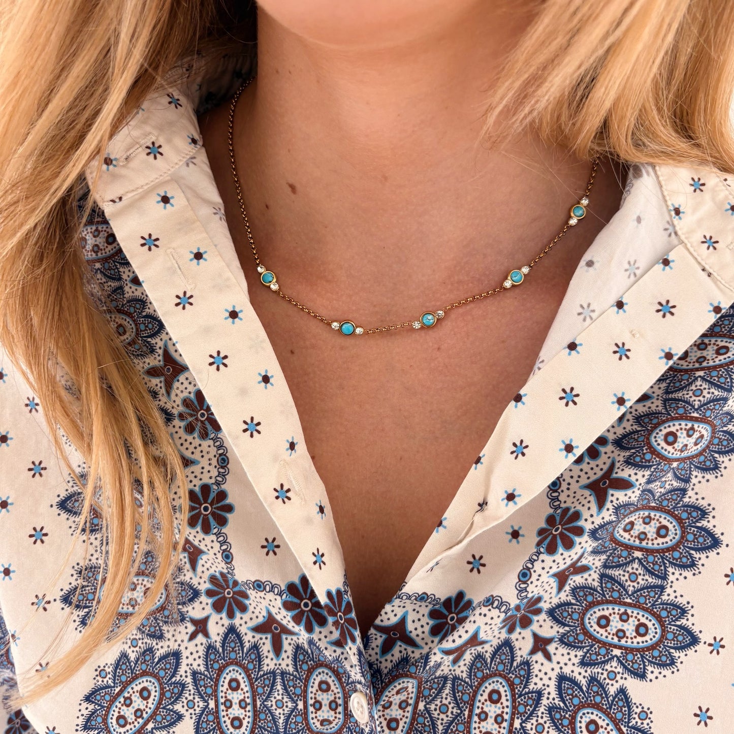 Ophelia turquoise dainty diamond necklace