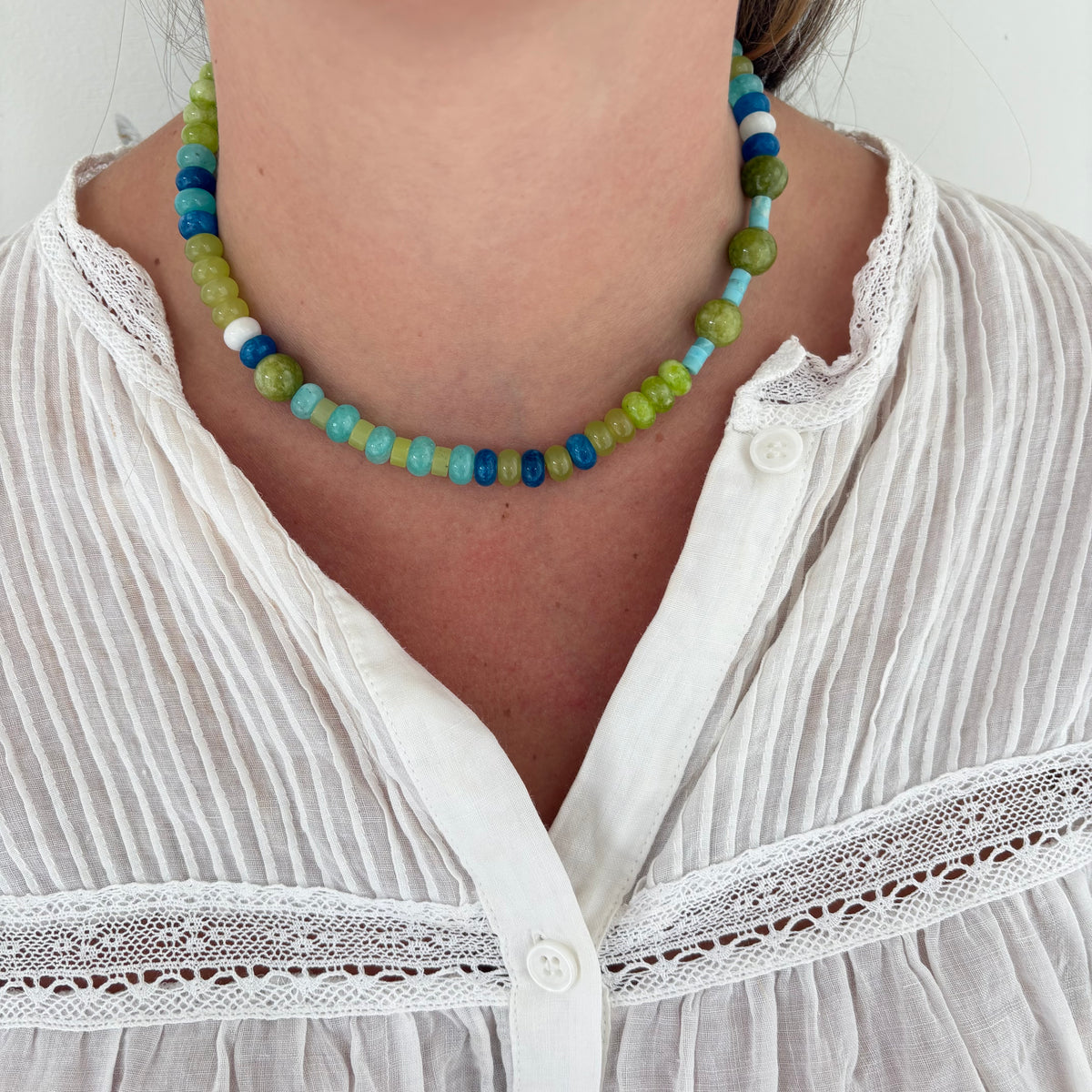 Leila green and blue stone necklace