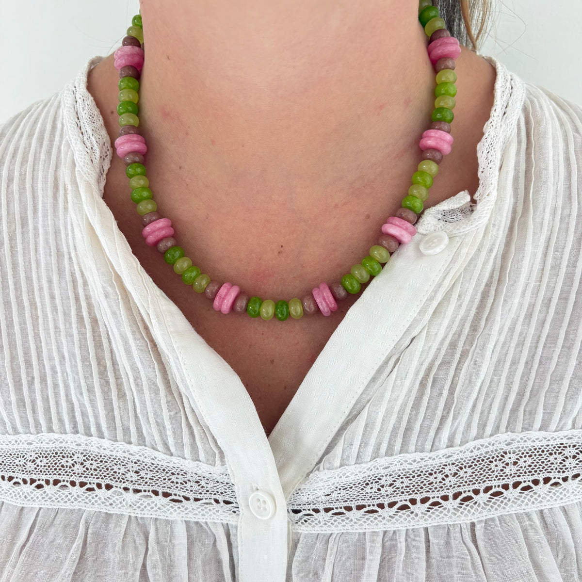 Hattie brown and green necklace