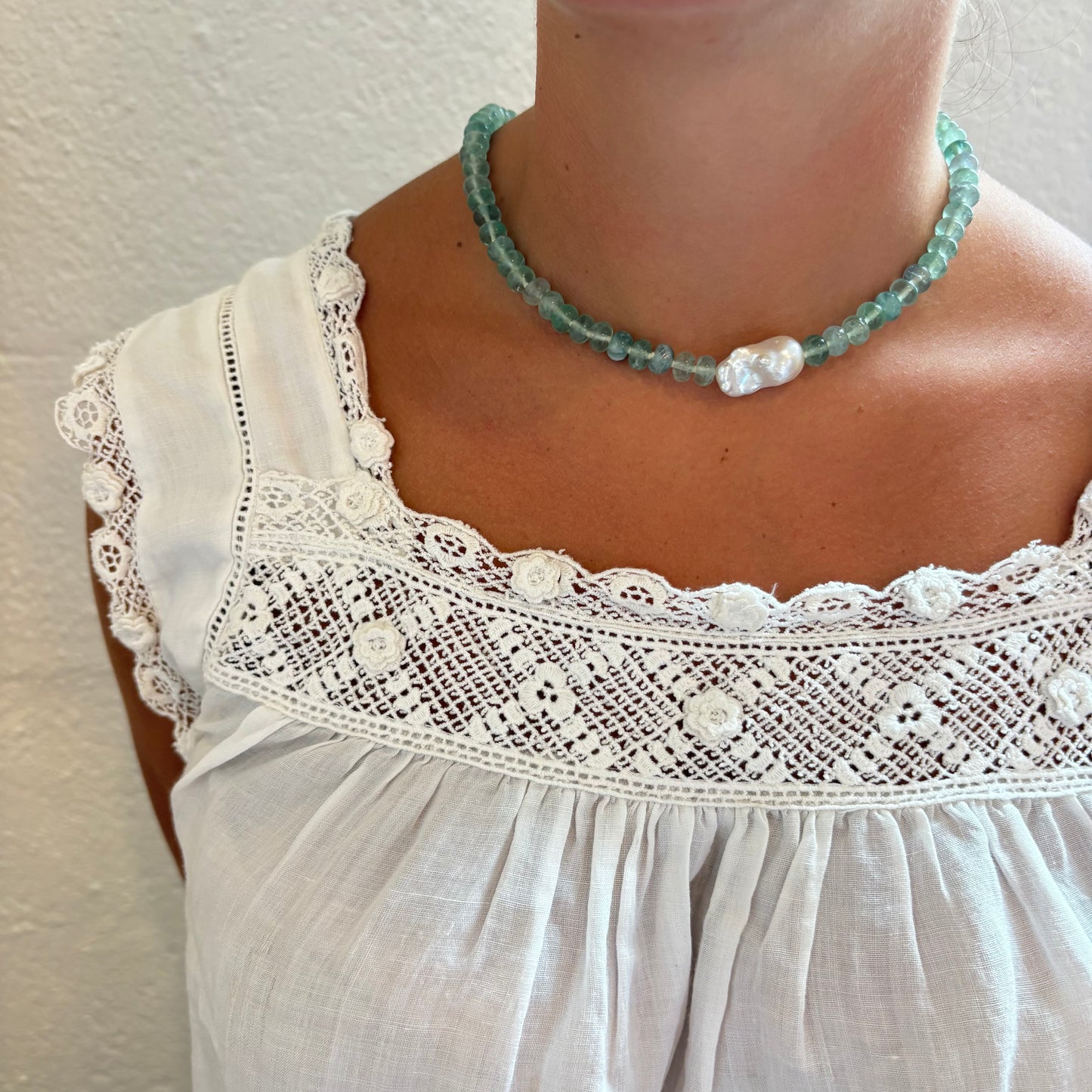 Eloise hand knotted genuine pearl necklace