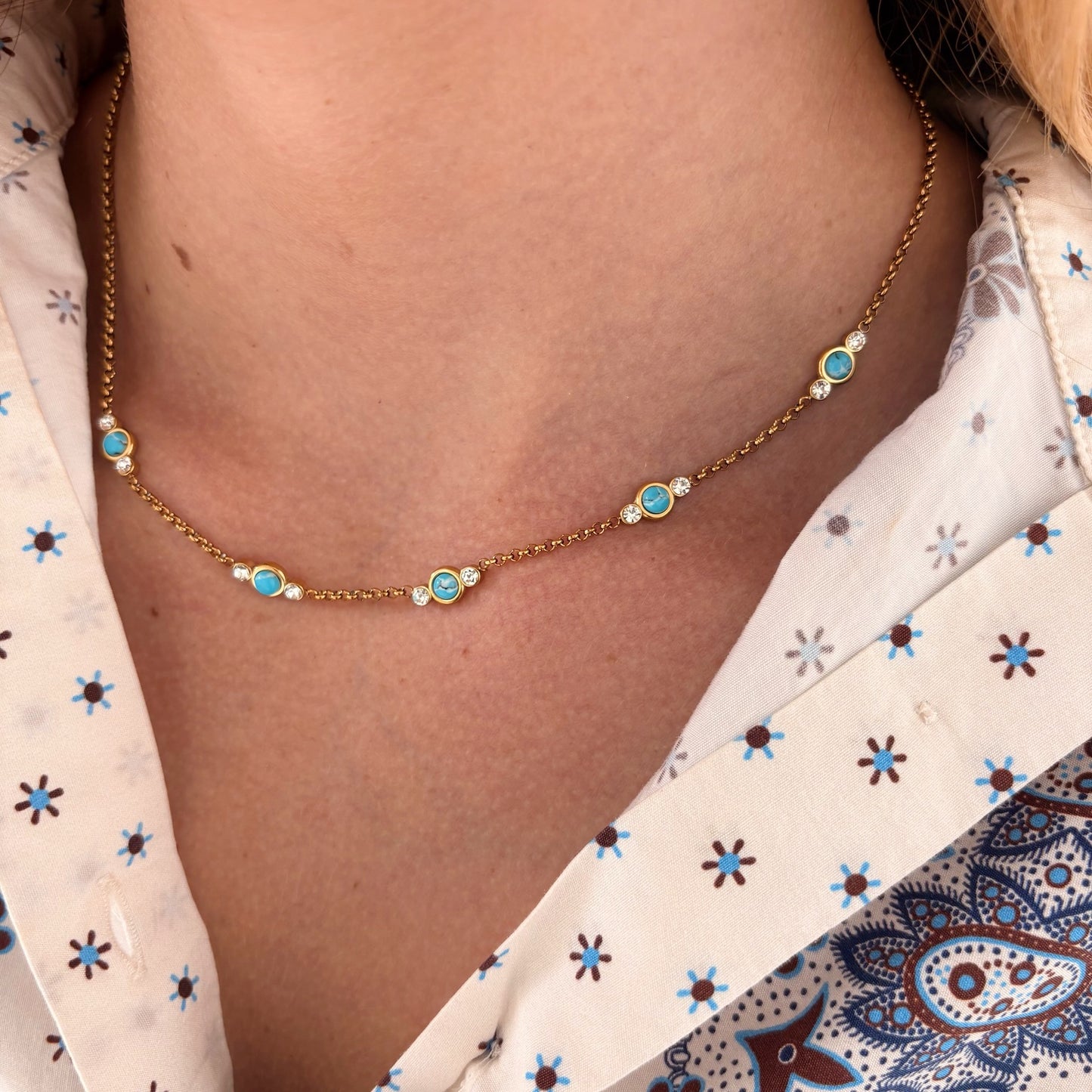Ophelia turquoise dainty diamond necklace