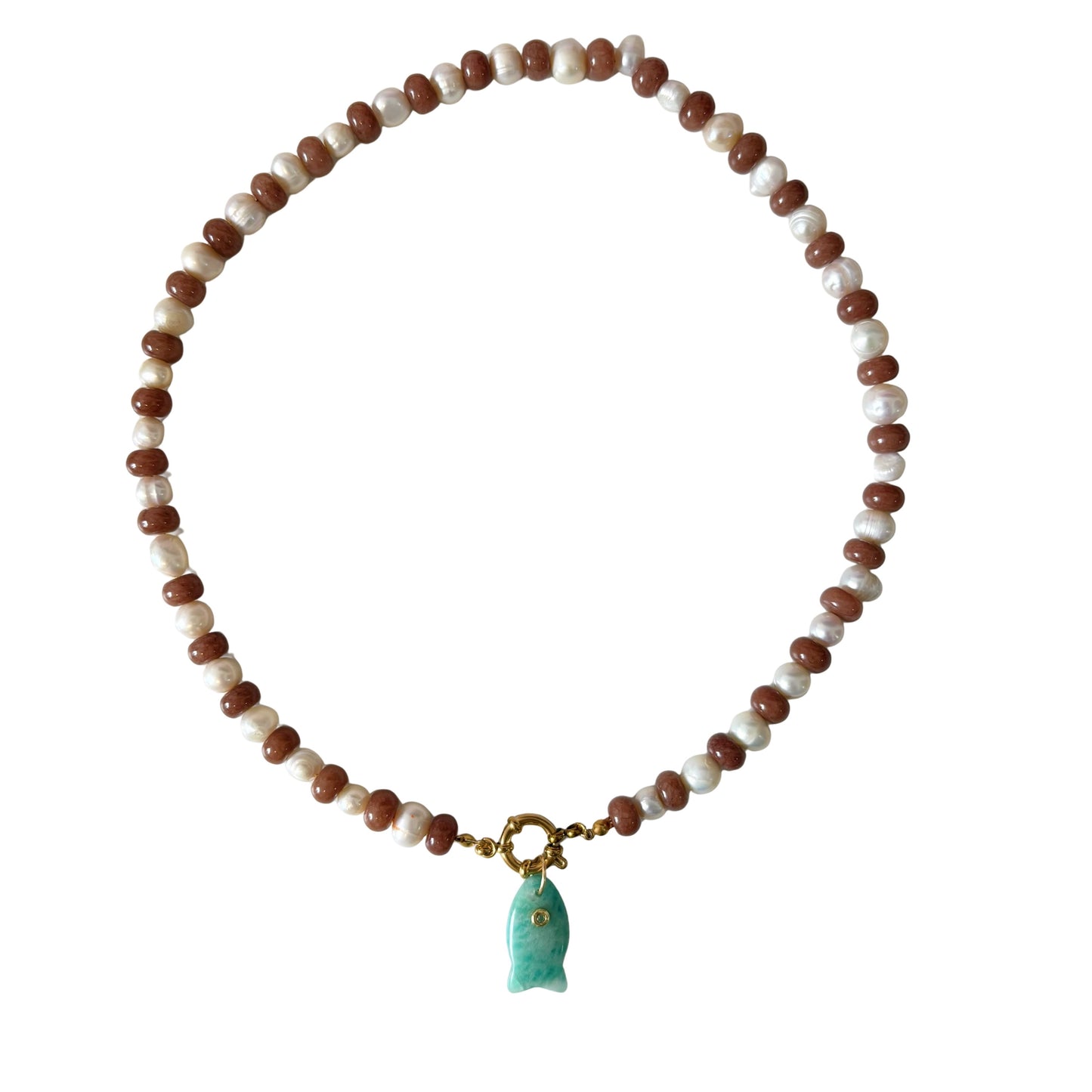Rosemary pearl necklace with fish charm