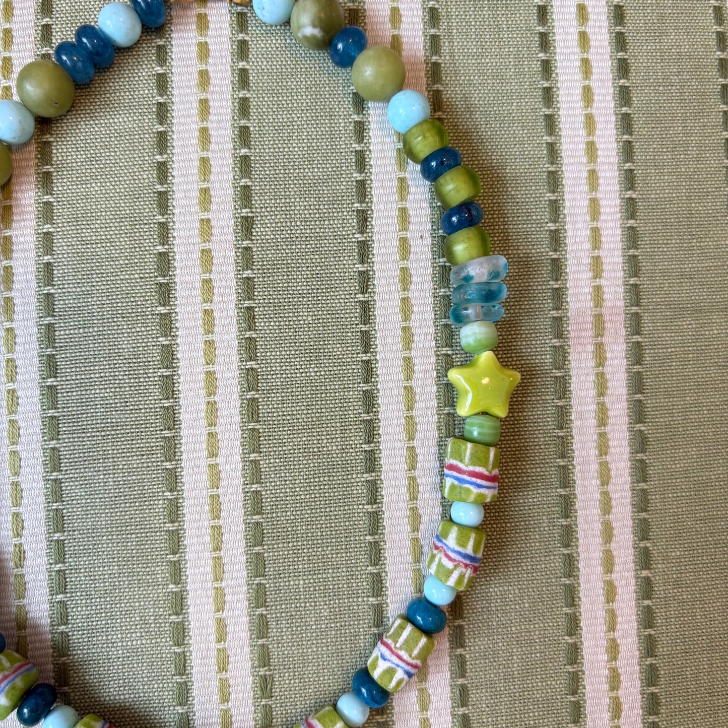Margaret fish necklace green and navy