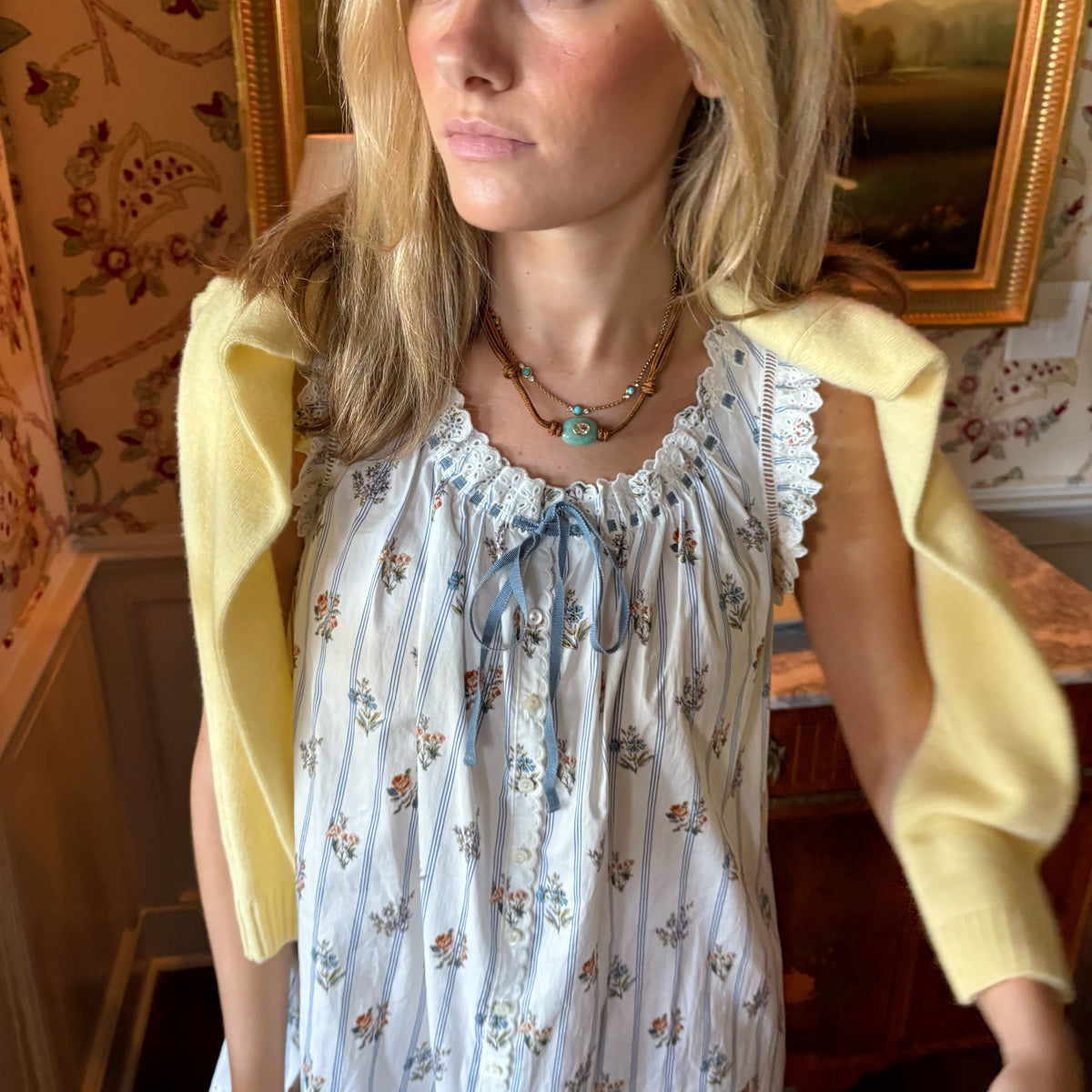Chocolate brown cord necklace with blue Amazonite stone