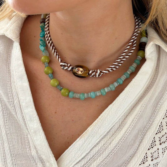Maxi necklace with Apatite stones