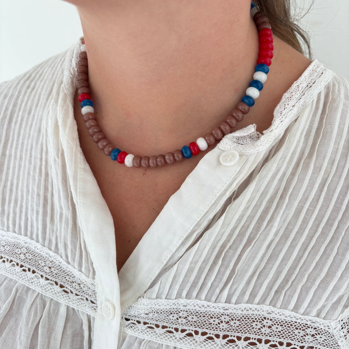 Brown and red stone necklace