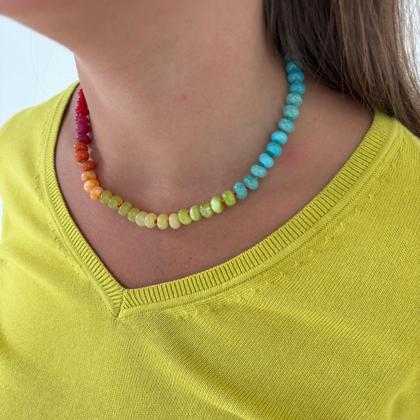 Confetti hand knotted necklace rainbow sold out - this is a preorder ships Aug 1