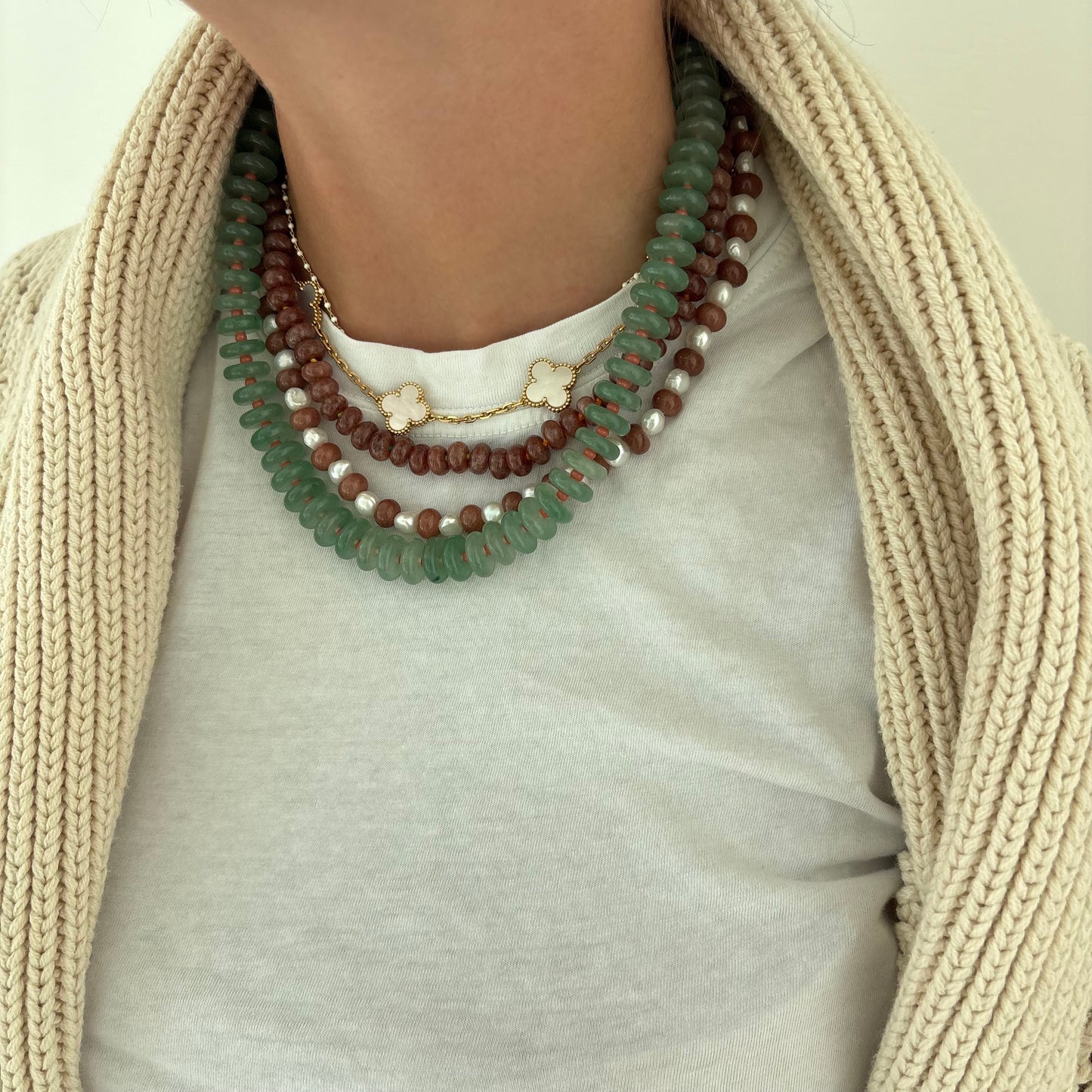 Sophia green glass stone necklace