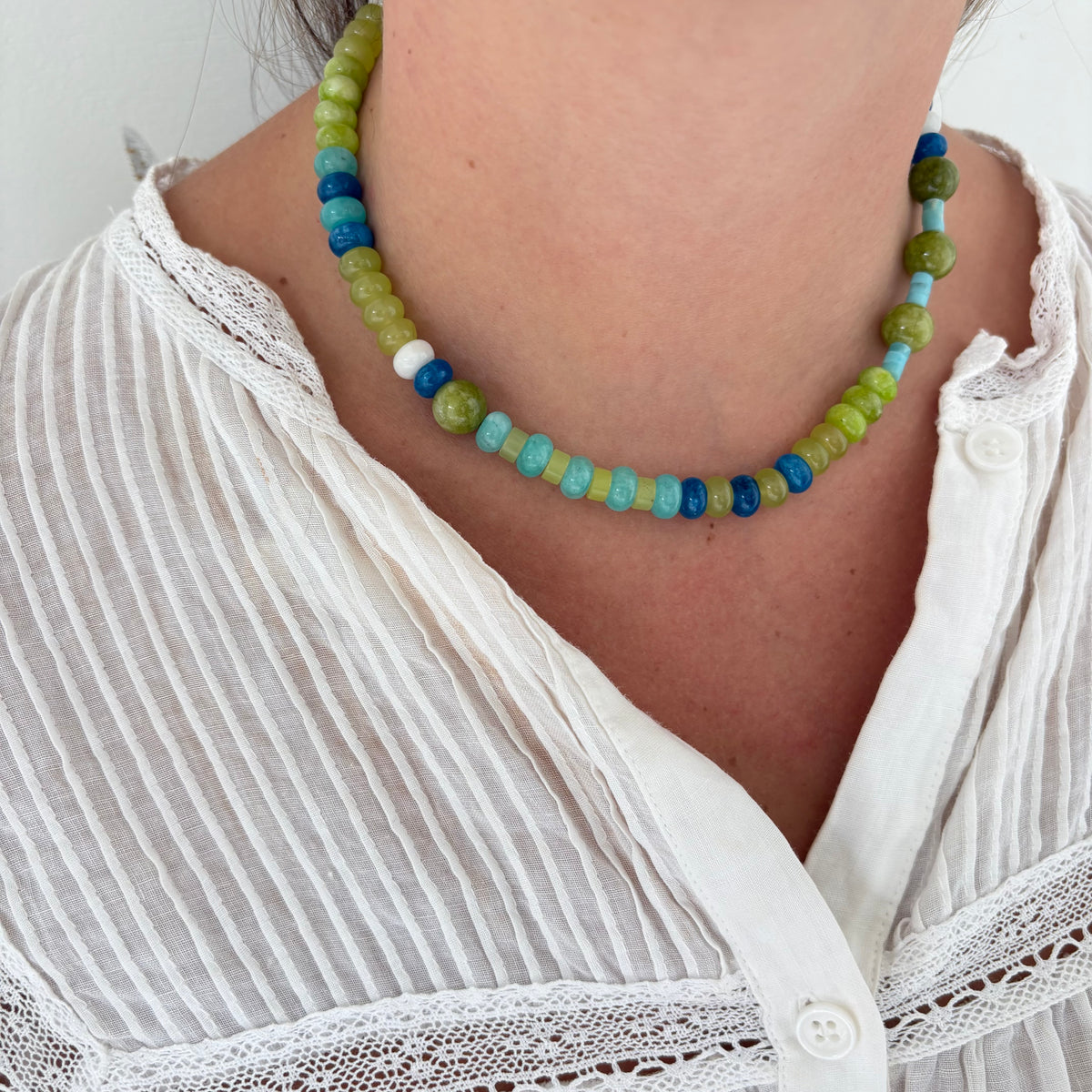 Leila green and blue stone necklace