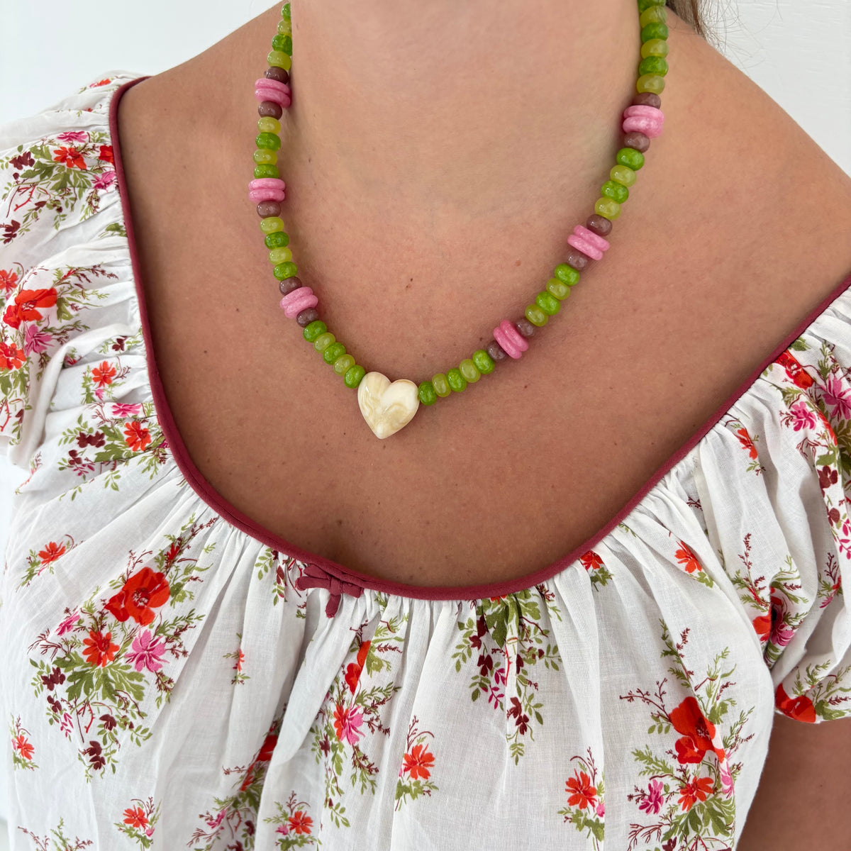 Hattie heart stone necklace