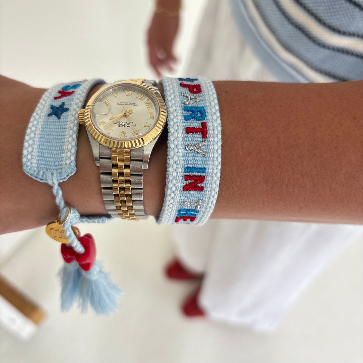 Party in the USA embroidered tassel bracelet with star charms