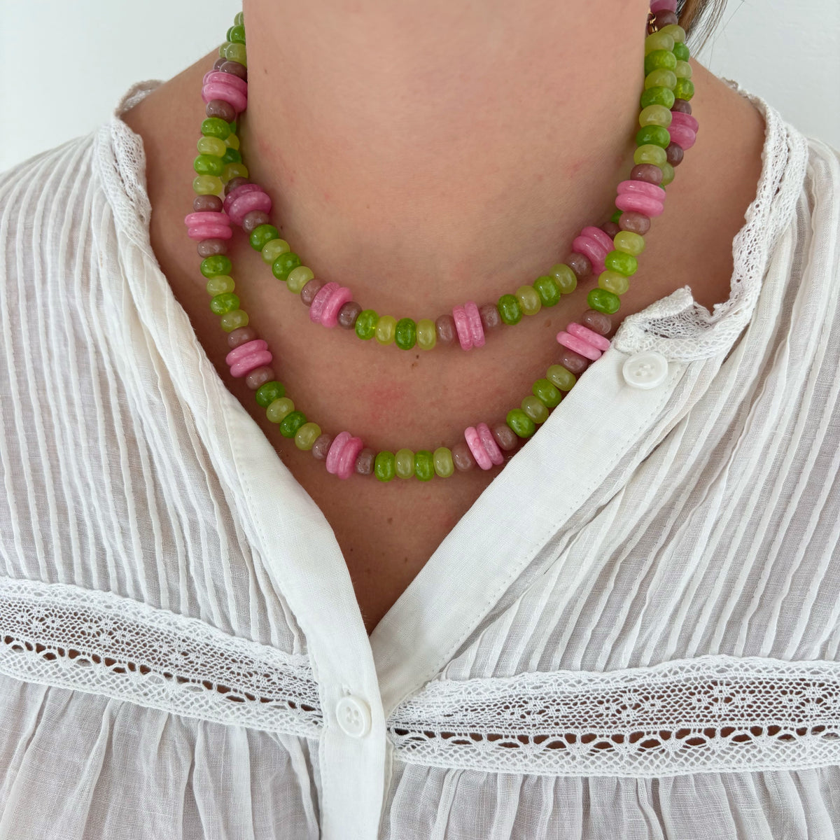 Hattie brown and green necklace